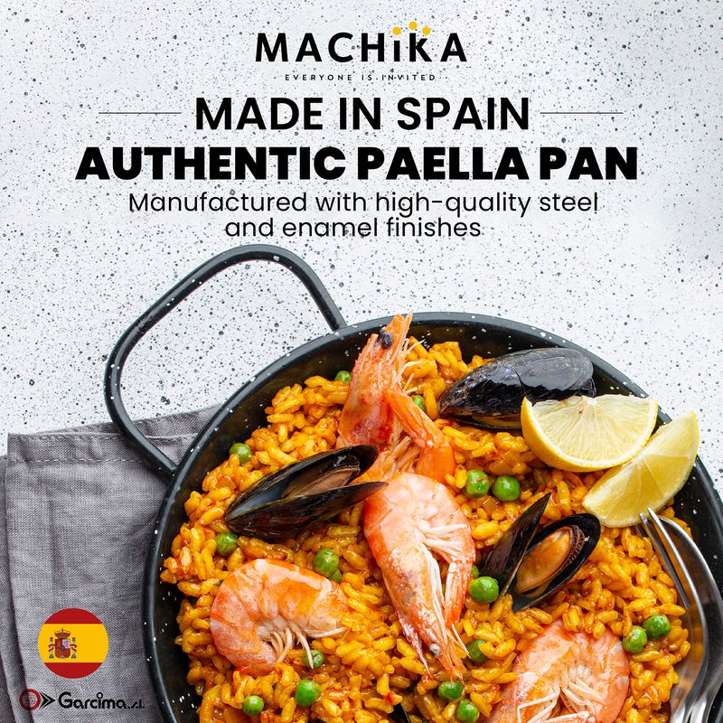 Machika Enamel Paella Pan | Paella Pan | Skillet for Paella and Rice Recipes | Perfect for Indoor & Outdoors | Easy Cleaning | Rust Proof Coating | 4 Servings | 12 inches | - Image 2