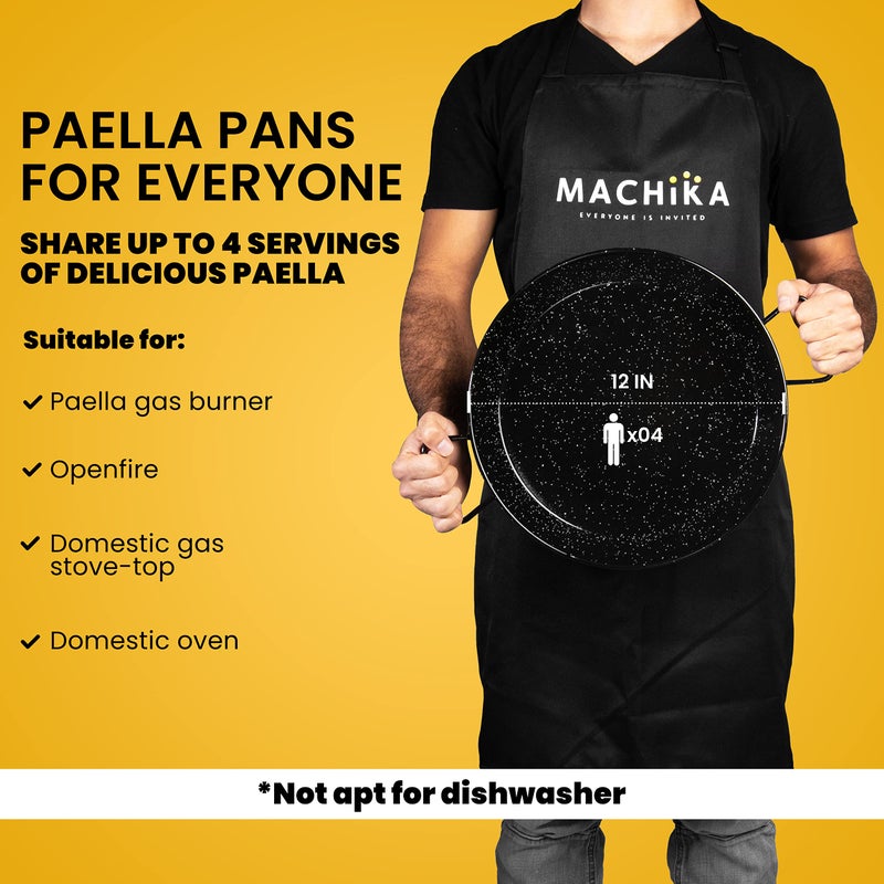 Machika Enamel Paella Pan | Paella Pan | Skillet for Paella and Rice Recipes | Perfect for Indoor & Outdoors | Easy Cleaning | Rust Proof Coating | 4 Servings | 12 inches | - Image 4