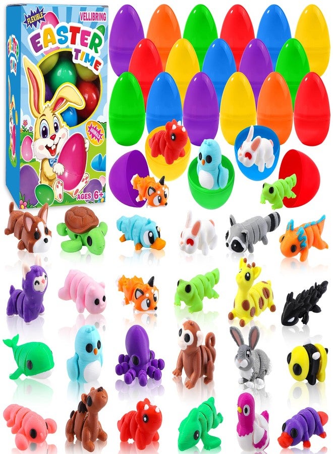 Vellibring 24pcs Prefilled Easter Eggs 3D Printed Animals for Kids, Easter Plastic Egg Basket Stuffers Hunt Gifts for Boys Girls Easter Prizes Goodie Bag Classroom Birthday Party Favor - Image 1