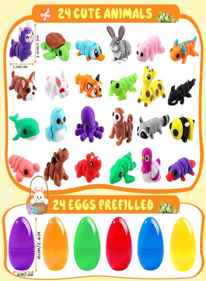 Vellibring 24pcs Prefilled Easter Eggs 3D Printed Animals for Kids, Easter Plastic Egg Basket Stuffers Hunt Gifts for Boys Girls Easter Prizes Goodie Bag Classroom Birthday Party Favor - Image 2