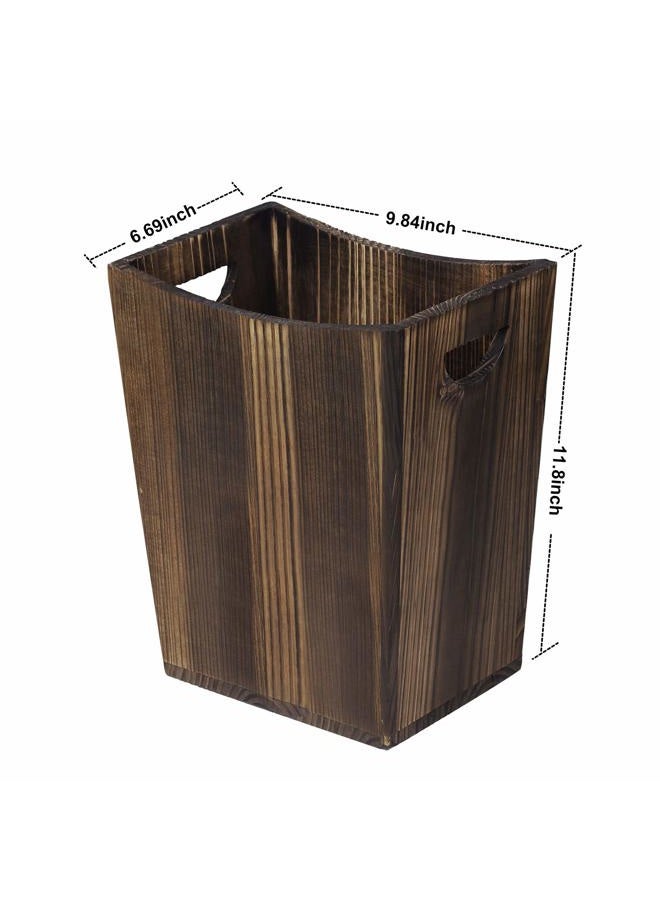 LIANTRAL Wood Trash Can, Rustic Farmhouse Style Wastebasket Bin for Bathroom, Office, Bedroom, Living Room(Brown) - Image 4