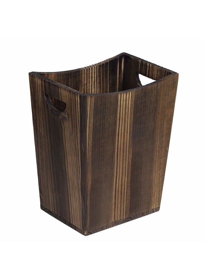 LIANTRAL Wood Trash Can, Rustic Farmhouse Style Wastebasket Bin for Bathroom, Office, Bedroom, Living Room(Brown) - Image 1