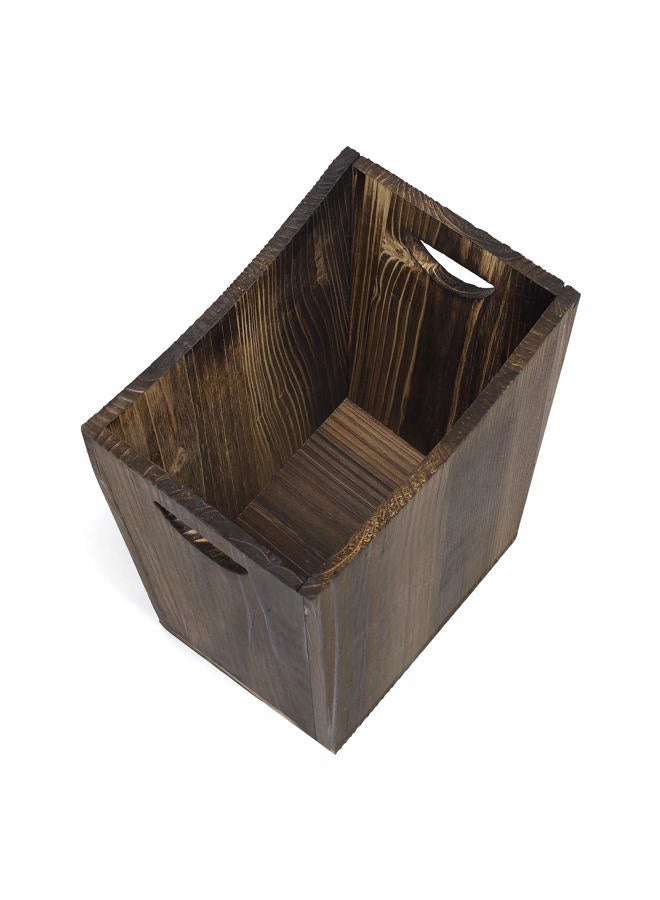 LIANTRAL Wood Trash Can, Rustic Farmhouse Style Wastebasket Bin for Bathroom, Office, Bedroom, Living Room(Brown) - Image 3