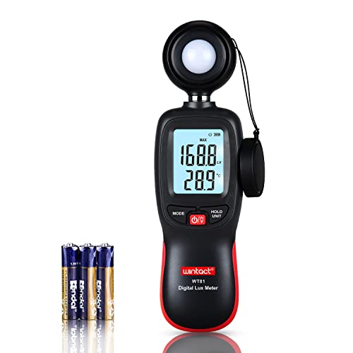 Wintact Digital Illuminance Light Meter Handheld with Thermometer Ambient, Lux Meter Range up to 200,000 Lux, Photometer Light Intensity Sense Test for Garden Indoor Plants LED Grow Light, Photography - Image 1