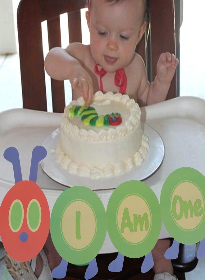 HIKLO Hungry Caterpillar High Chair Banner - I Am One Highchair Banner, Hungry Caterpillar 1st Birthday Party Supplies, Fruit Theme Birthday Decoration, Photo Props Cake Smash for Baby - Image 4