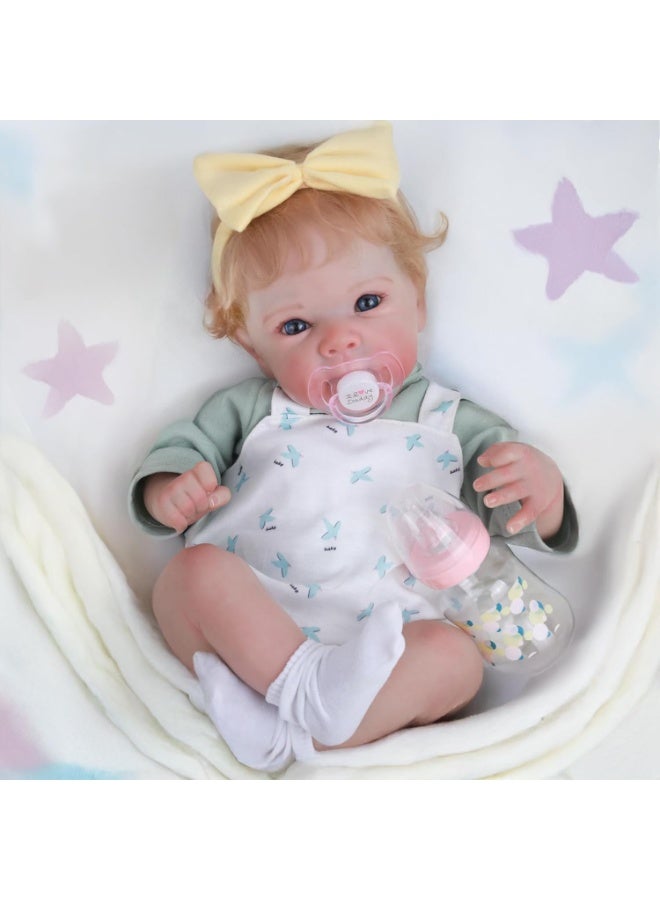 CUNUUDOOL Realistic Reborn Baby Dolls, 18-Inch Real Life Newborn Vinyl Silicon Baby Doll With Blonde Hair And Weighted Cloth Body, Lifelike Toddler Dolls Girls With Clothes For Kids Age 3+ - Image 1