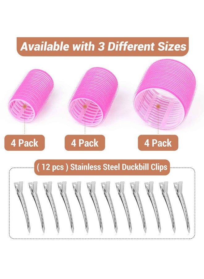 shynek Self Grip Hair Rollers Curlers 24 Pcs Set With 12Pcs Heatless Hair Rollers 3 Sizes (4 Jumbo 4 Large & 4 Medium) And 12 Pcs Hair Clips For Long Medium Short Thick Fine Thin Hair Volume - Image 3