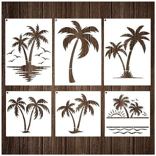 Palm Tree Stencils  Reusable Beach Stencils for Painting on Wood Canvas Walls  DIY Nature Summer Theme Projects  Small  Large Sizes