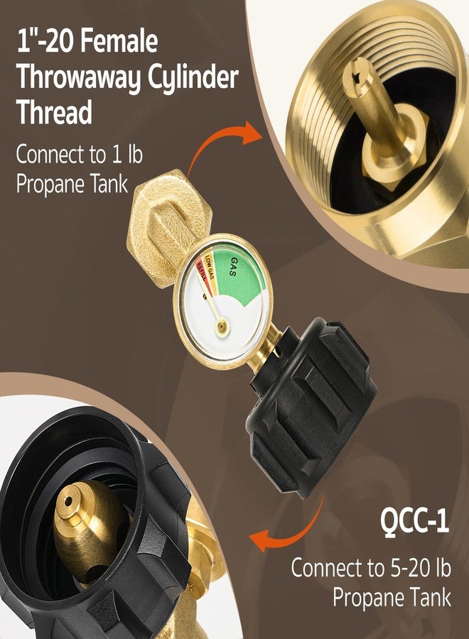 GASPRO Propane Refill Adapter with Gauge， Fill 1 Pound Bottles from 20lb Tank, Easy to Use, Solid Brass - Image 4