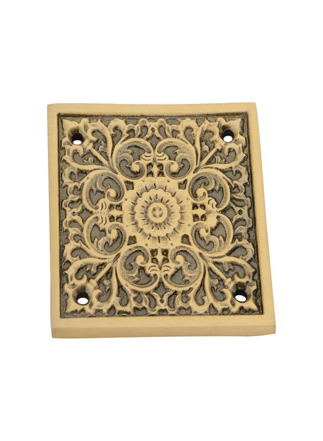 DEVDECOR, Brass Door Accent Plate - 3” x 3” Ornate Floral Design Decorative Hardware for Doors Accessory for Main Door, Home Entrance & Temple Décor - Image 3