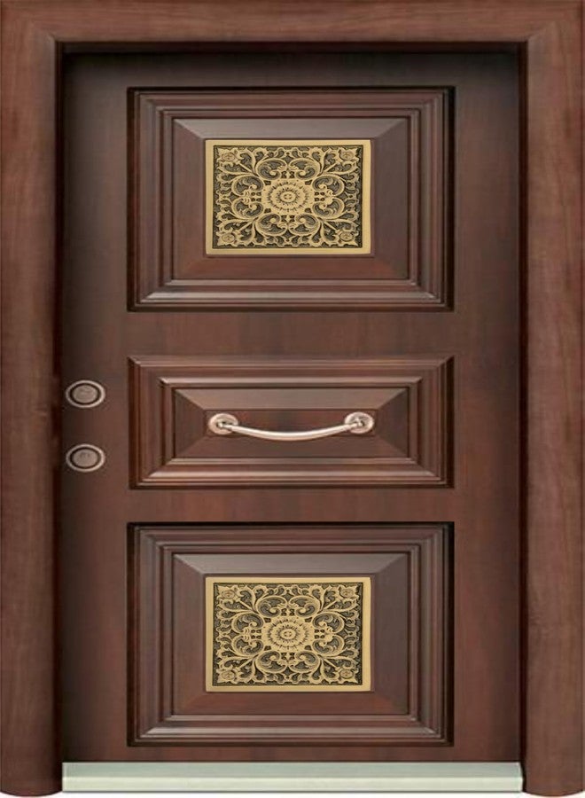DEVDECOR, Brass Door Accent Plate - 3” x 3” Ornate Floral Design Decorative Hardware for Doors Accessory for Main Door, Home Entrance & Temple Décor - Image 5