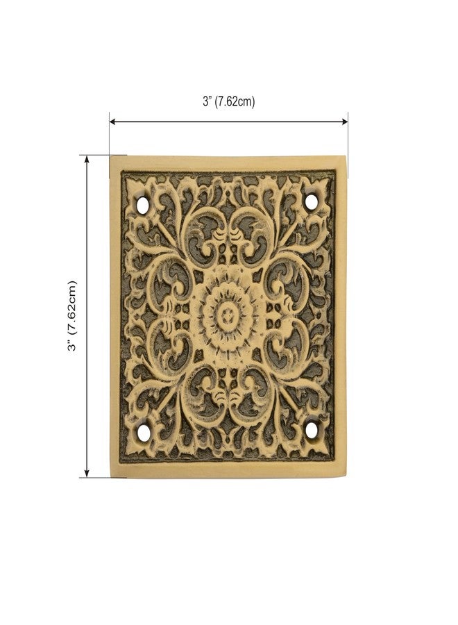 DEVDECOR, Brass Door Accent Plate - 3” x 3” Ornate Floral Design Decorative Hardware for Doors Accessory for Main Door, Home Entrance & Temple Décor - Image 4