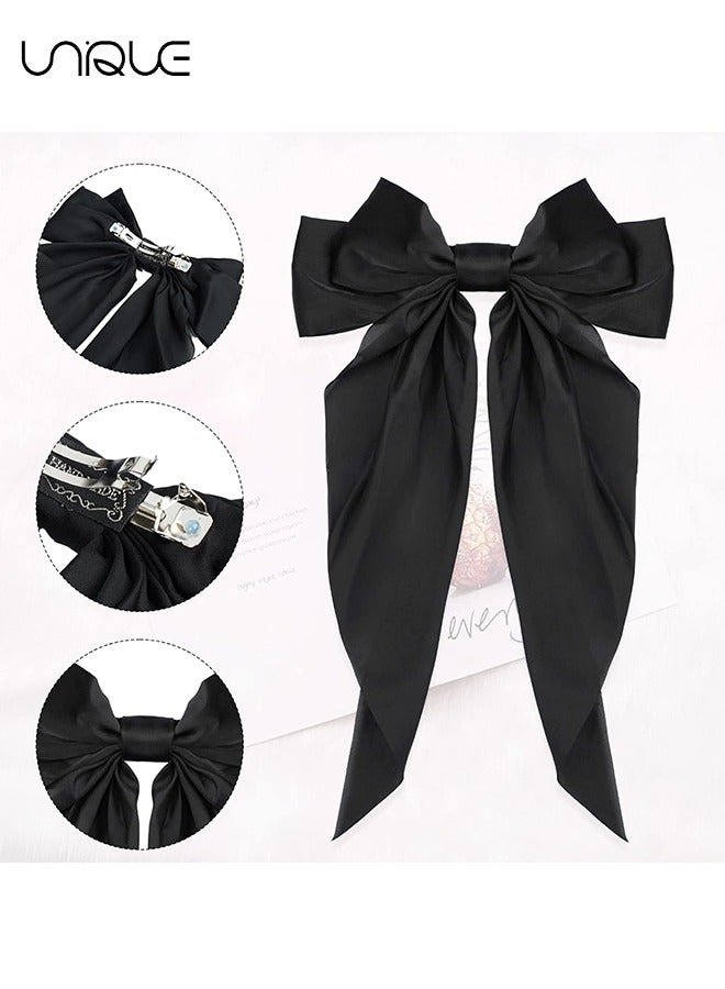 Unique 2 Pcs Hair Clip - Satin Butterfly Knot Hair Clip - Black & White Bow Hair Dress Up Accessories for Party/Show/Wedding - Image 3