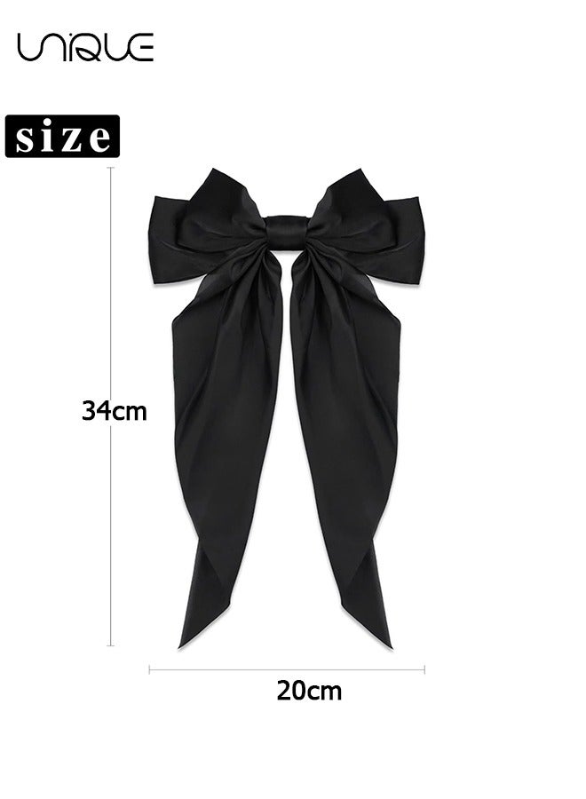Unique 2 Pcs Hair Clip - Satin Butterfly Knot Hair Clip - Black & White Bow Hair Dress Up Accessories for Party/Show/Wedding - Image 2