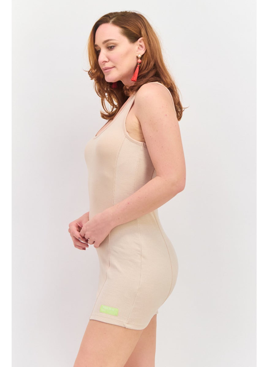 PUBLIC DESIRE Women Solid Mini Dress, Tan  - Image 4