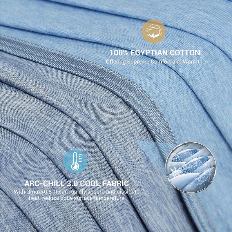 Elegear Cooling Blanket, Twin Size Revolutionary Summer Blanket, Absorbs Body Heat to Keep Cool on Hot Nights, Q-Max 0.4 Cooling Fiber,100% Cotton Backing Blanket - Blue, 59"x79" - Image 3