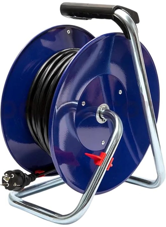 Makute 25m Heavy Duty Extension Cable Reel with 4 Power Sockets, Industrial Cord Reel with Galvanized Steel Base, Durable Electric Power Line for Workshop Use – MKCR1025M - Image 5