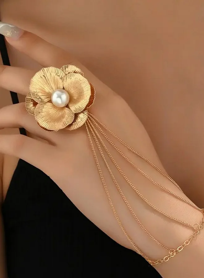 Take Two Take Two Flower Decor Bracelet Hand Chain Ring
