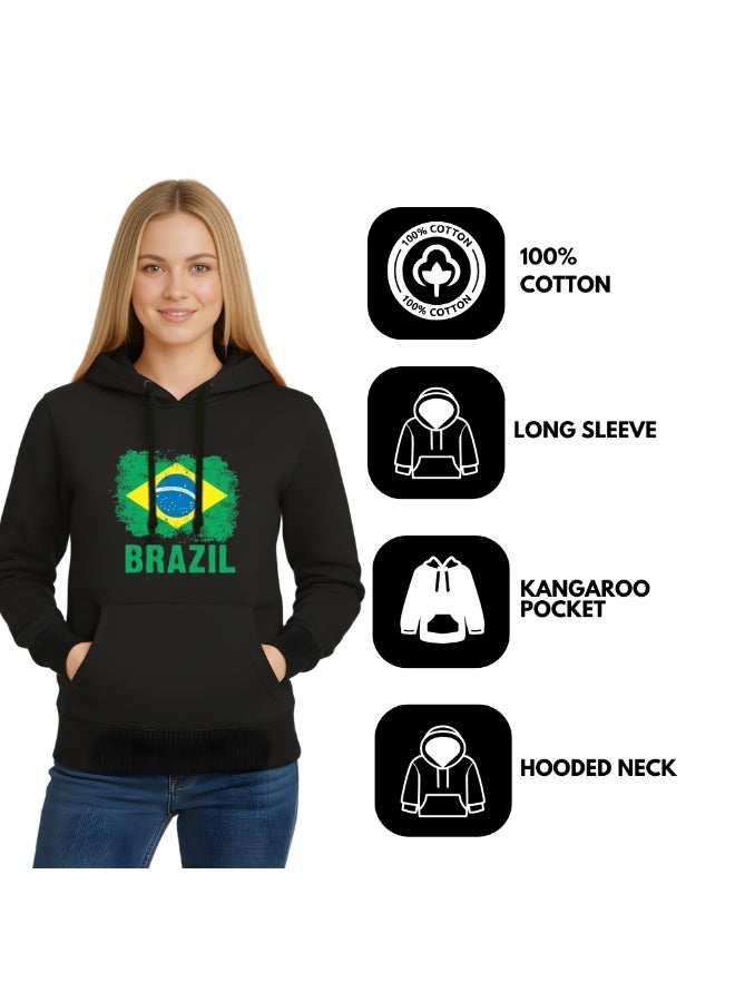 PRINTSHOP4ME Brazil Women's Hoodie–100% Cotton Fabric|Casual Wear For Travel,Sports&Daily Outfits|Long Sleeve Pullover|Brazil Printed Hoodies - Image 4