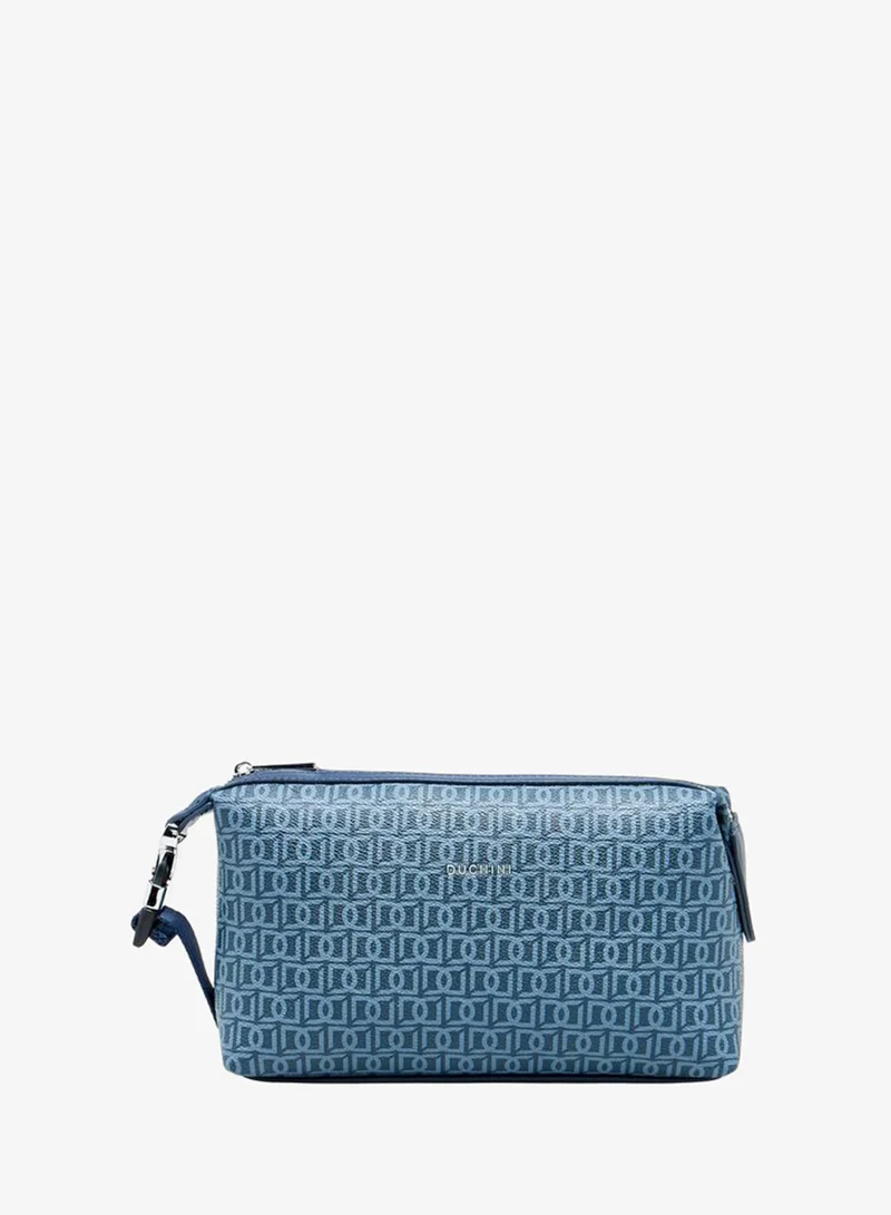 دوتشيني Monogram Print Pouch With Zip Closure And Side Release Buckle Detail