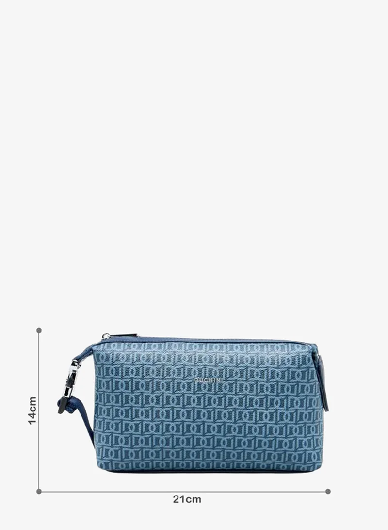 دوتشيني Monogram Print Pouch With Zip Closure And Side Release Buckle Detail