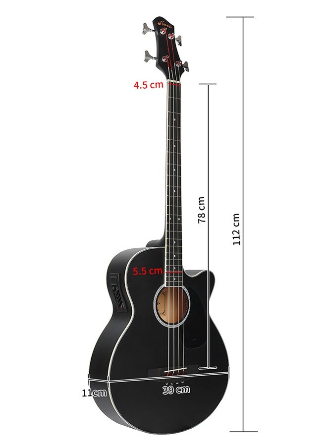 Limoa - 40 Inch Full Size 4 Strings Cutaway Acoustic-Electric Bass Guitar With 4-Band Equalizer,Gig Bag,Strap, Picks Black - Image 1