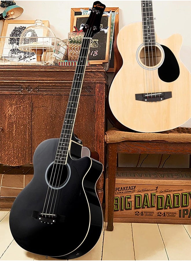 Limoa - 40 Inch Full Size 4 Strings Cutaway Acoustic-Electric Bass Guitar With 4-Band Equalizer,Gig Bag,Strap, Picks Black - Image 1