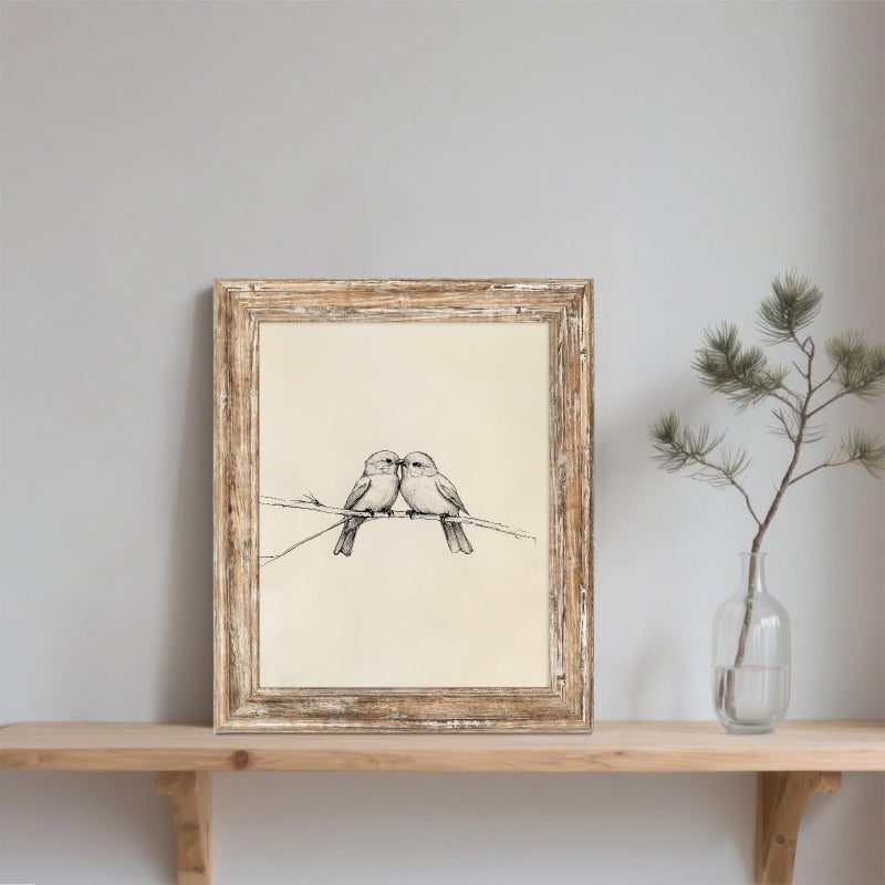 ASTRDECOR Framed Canvas Prints Wall Art 8x10, Vintage Bird Wall Art Print â€“ Minimalist Bird Sketch Drawing Art Pictures, Rustic Vintage Artwork with Distressed Faux Wood Frame - Image 4