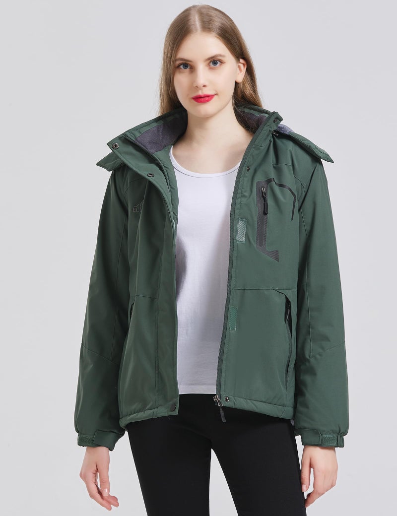 ELLSWOS Womens Winter Coats Waterproof Ski Jacket Warm Snow Jackets Windproof Windbreaker Hooded Raincoat - Image 2