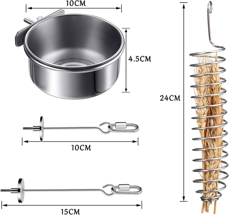 FantasyDay 4 Pcs Stainless Steel Parrot Treat Holder, Food Skewer, Bird Fruit and Vegetable Kebab, Meat Stick, Parrot Cage Feeder, Hanging Basket - Image 4