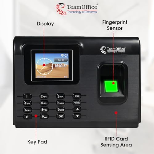 Team Office Z200BW Biometric Attendance Machine – Fingerprint & Card | Cloud Software | Wi-Fi Enabled | Built-in Battery Backup | Office Use (Black) - Image 2