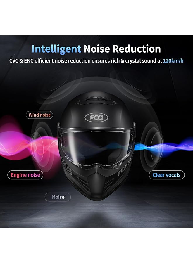 fodsports Fx-S Motorcycle Bluetooth Headset V5.4, 2-Way Helmet Intercom Communication System With Ip67 Waterproof, Cvc Noise Cancellation, Hands-Free Music/Call, 2 Type Mics, 1 Pack - Image 4