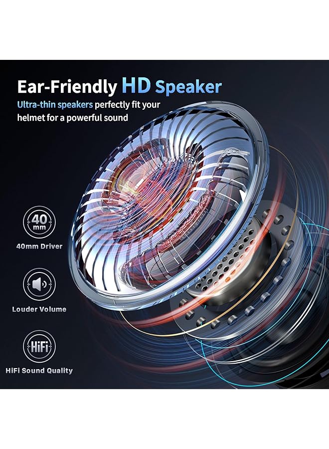 fodsports Fx-S Motorcycle Bluetooth Headset V5.4, 2-Way Helmet Intercom Communication System With Ip67 Waterproof, Cvc Noise Cancellation, Hands-Free Music/Call, 2 Type Mics, 1 Pack - Image 3