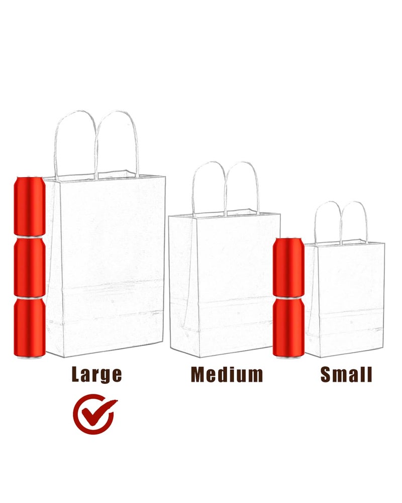 qiqee 100Pcs Large Size Paper Gift Bags with Handles -13"x10.3"x4.6" Kraft Small Party Bags - 16 Solid Colors - Image 5