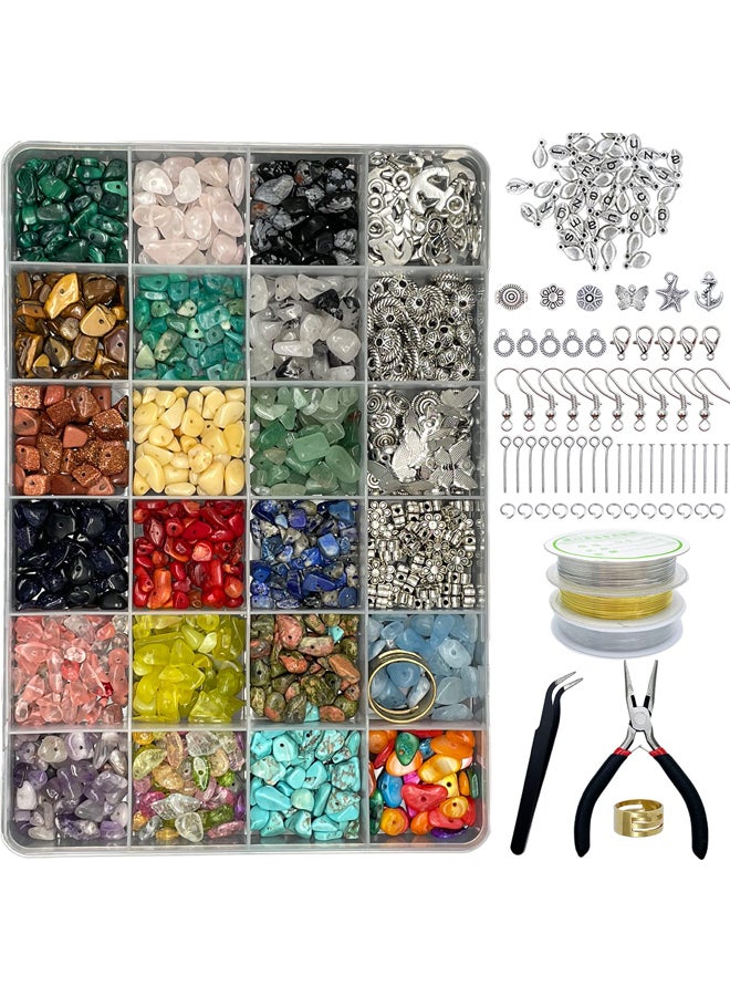 مجموعة صنع الإكسسوارات - طقم صنع إكسسوارات الخرز 1587 قطعة، لوازم صنع المجوهرات مع خرز كريستالي، كماشة المجوهرات، سلك الخرز، خطافات القرط، الخاتم، طقم صنع الأساور للفتيات والكبار - Image 1