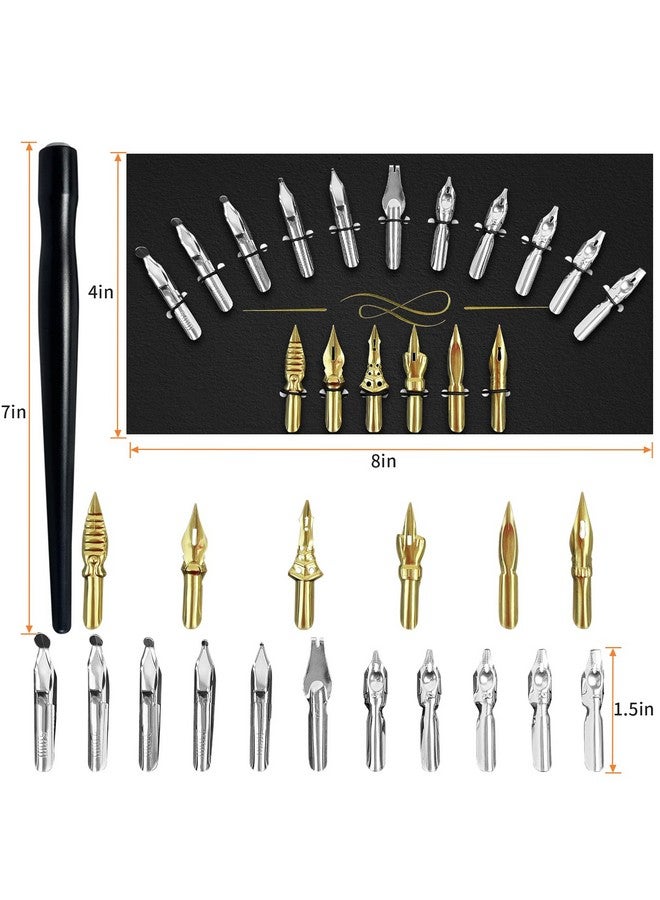 FEATTY Calligraphy Pens Set - 17 Pieces Stainless Steel Calligraphy Pen Nibs with 1 Piece Nib Holder for Writing Painting Signing - Image 3