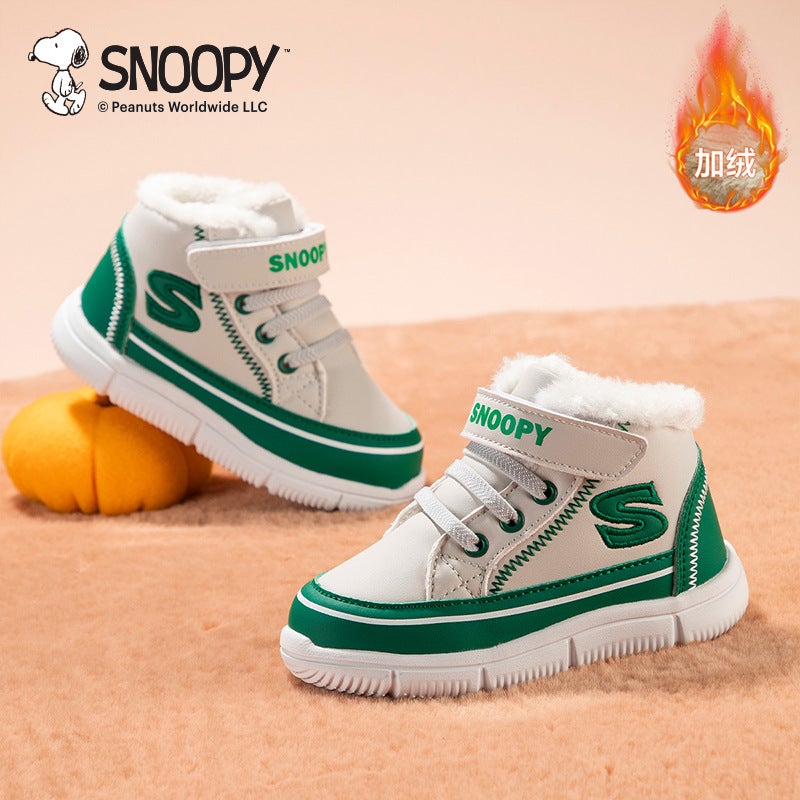 Children'S High-Top Board Shoes Color-Matching Color-Matching Outdoor Casual Shoes Middle-Top Single-Layer Shoes Fleece-Lined Two-Cotton Shoes Foot Protection - Image 3