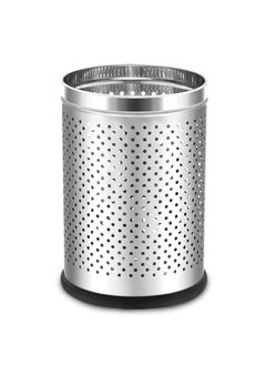 ROBUSTT Robustt Stainless Steel Perforated Design Open Top Dustbin - 6L | 7 Inch (W) x 10Inch (H)| Silver Trash Can with Anti-skid Base | For Bathroom, Bedroom, Kitchen & Toilet or Commericial Use - Pack of 1  - Image 1