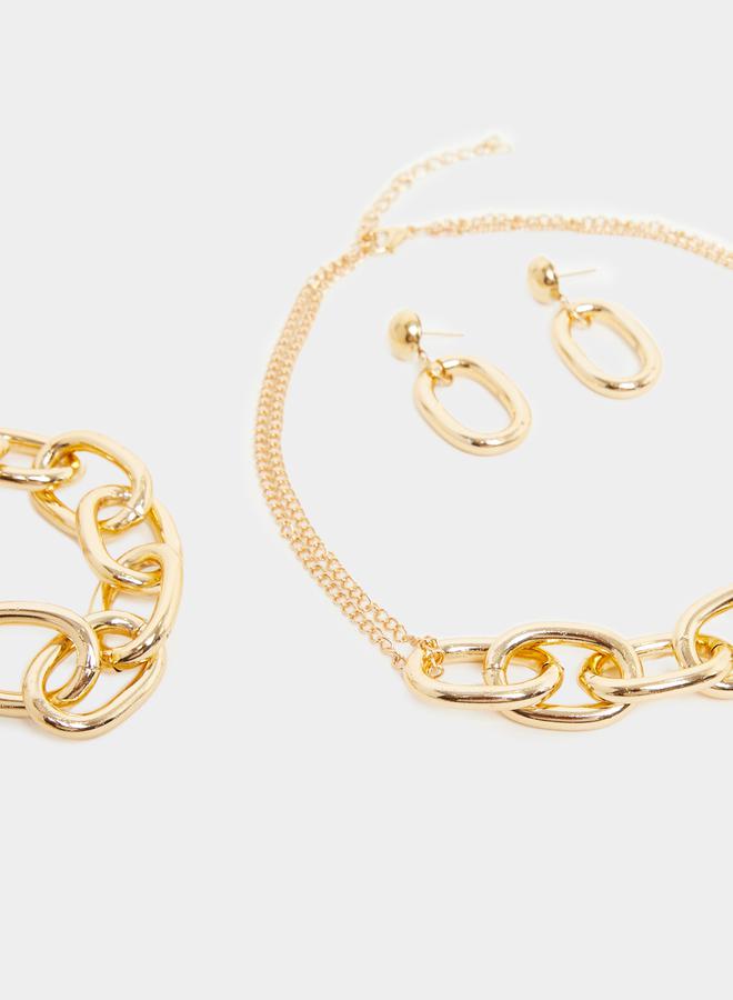 ستايلي مجموعة من 3 - قلادة وخاتم وأقراط محكم - Image 4
