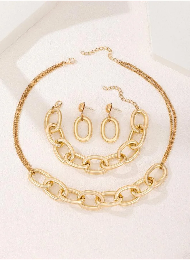 Styli Set of 3 - Textured Accent Choker, Ring & Earrings