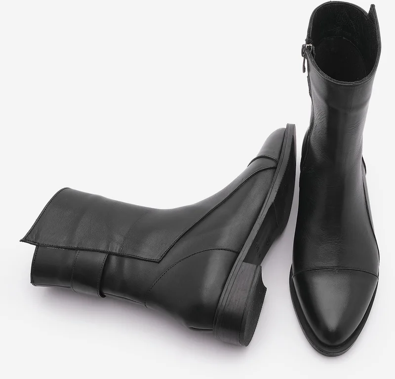 MARJIN Women Genuine Leather Casual Boots Zipper Tekas