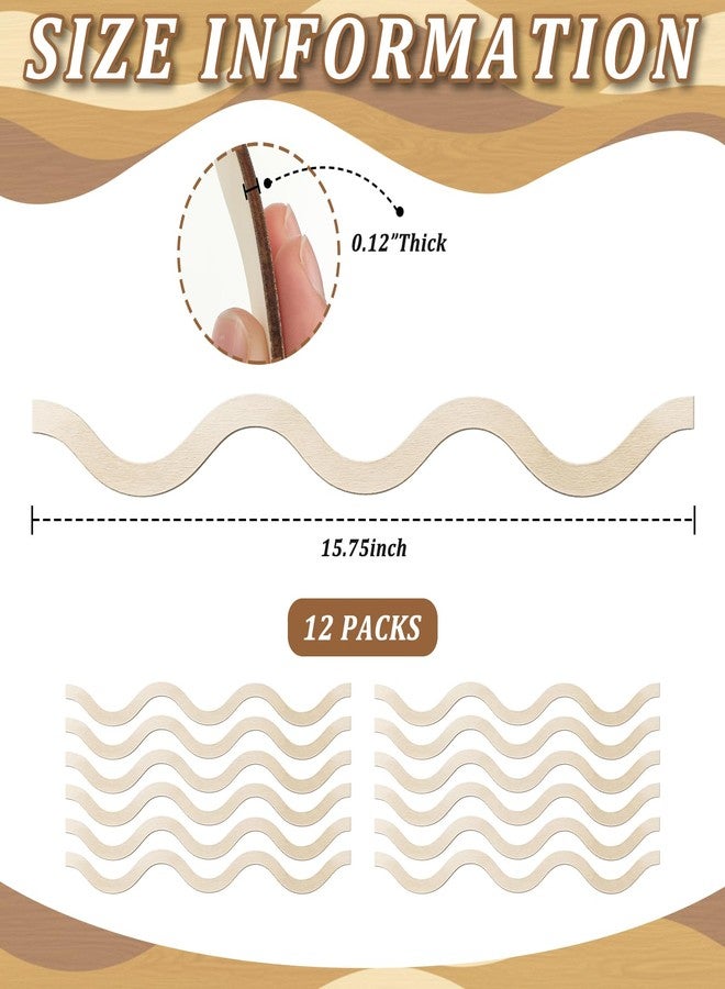 Ripeng Unfinished Scalloped Decorative Wood Trim 15.75 x 2.9 Inch Scalloped Wood Molding Cute DIY Moulding Trim for Home Wall Cabinet Shelf Window Door(12 Pcs,Elegant Style) - Image 2