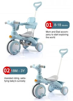 Arabest Children Bike, Kids Tricycle with Guardrail, Toddler 3 Wheel Stroller for Boys and Girls Ages 1-6 Years Blue  - Image 2