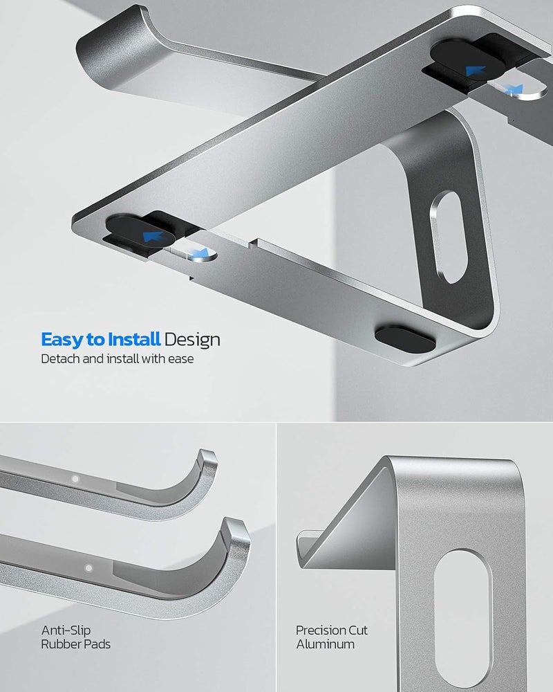 nulaxy Laptop Stand, Ergonomic Aluminum Laptop Computer Stand, Detachable Laptop Riser Notebook Holder Stand Compatible with MacBook Air Pro, Dell XPS, HP, Lenovo More 10-15.6” Laptops - Image 5