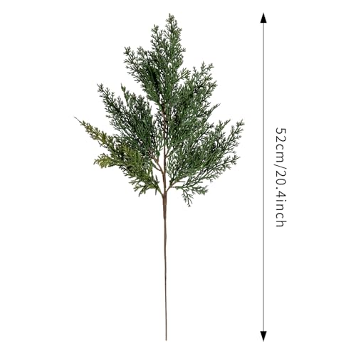 Kunjocy 22 Inch Long Artificial Cedar Pine Branches Real Touch Pack of 5 Christmas Greenery Stems Faux Cypress Picks Cedar Tree Leaves Sprigs for Vase Fillers Winter Holiday Home Decoration (5, Green) - Image 2