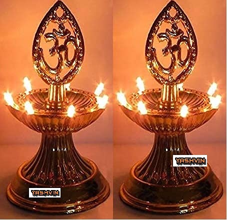 YASHVIN® @ Pack of 2 Premium 1 Layer Electric Gold Lights Diya|Deep|Deepak for Pooja|Puja|Mandir| Diwali Festival Decoration|| Make in India || MN85 - Image 4