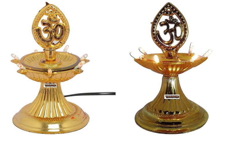 YASHVIN® @ Pack of 2 Premium 1 Layer Electric Gold Lights Diya|Deep|Deepak for Pooja|Puja|Mandir| Diwali Festival Decoration|| Make in India || MN85 - Image 2