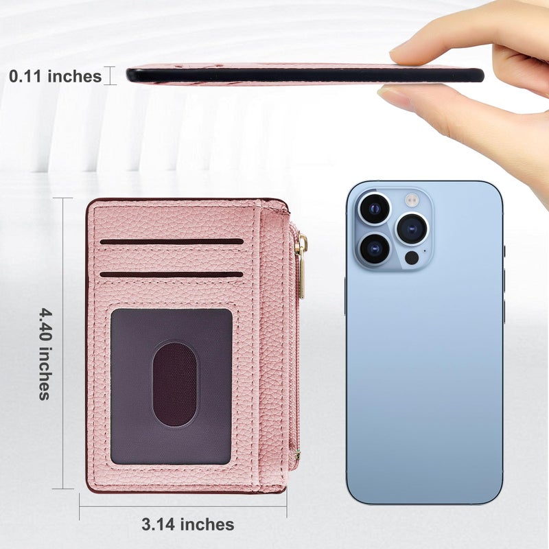 Tipmile Credit Card Holder for Women Slim Minimalist Front Pocket RFID Blocking Wallet Small Compact Card Case with ID Window, Dusty Pink - Image 5