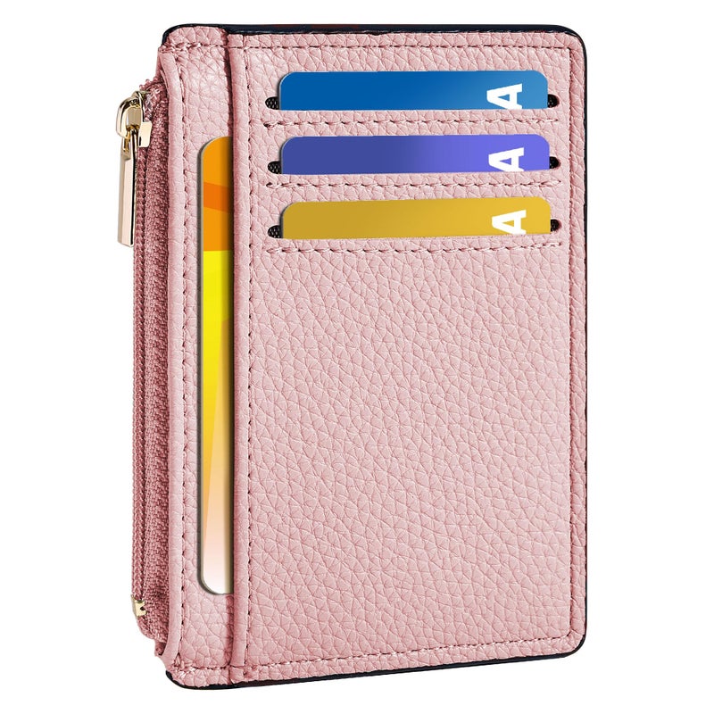 Tipmile Credit Card Holder for Women Slim Minimalist Front Pocket RFID Blocking Wallet Small Compact Card Case with ID Window, Dusty Pink - Image 1
