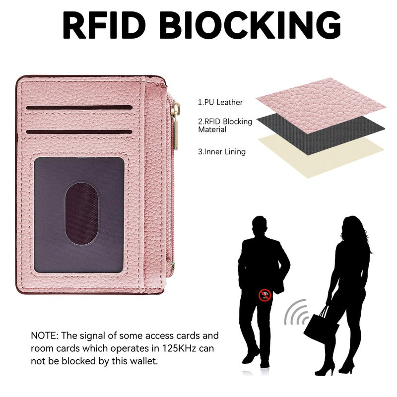 Tipmile Credit Card Holder for Women Slim Minimalist Front Pocket RFID Blocking Wallet Small Compact Card Case with ID Window, Dusty Pink - Image 2